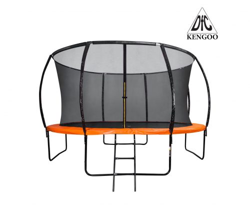 Батут DFC KENGOO II 12 футов внутренней сеткой и лестницей, оранжево-черный, 366 см