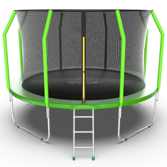 Батут EVO JUMP Cosmo 12 футов с внутренней сеткой и лестницей, зеленый, 366 см