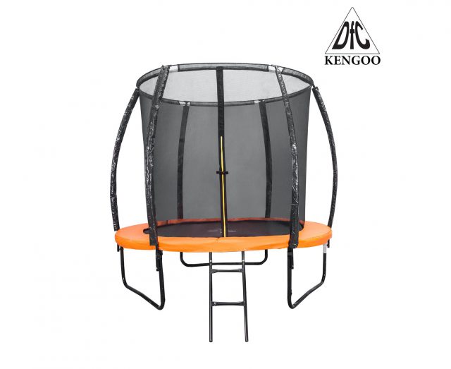 Батут DFC KENGOO II 6 футов с внутренней сеткой и лестницей, оранжево-черный, 183 см