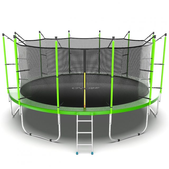 Батут EVO JUMP Internal 16 футов с внутренней сеткой и лестницей, зеленый, 488 см