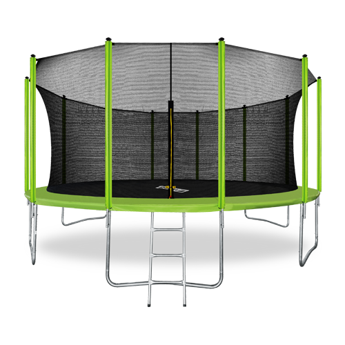 Батут Arland 16 футов с внутренней сеткой и лестницей, светло-зеленый, 488 см