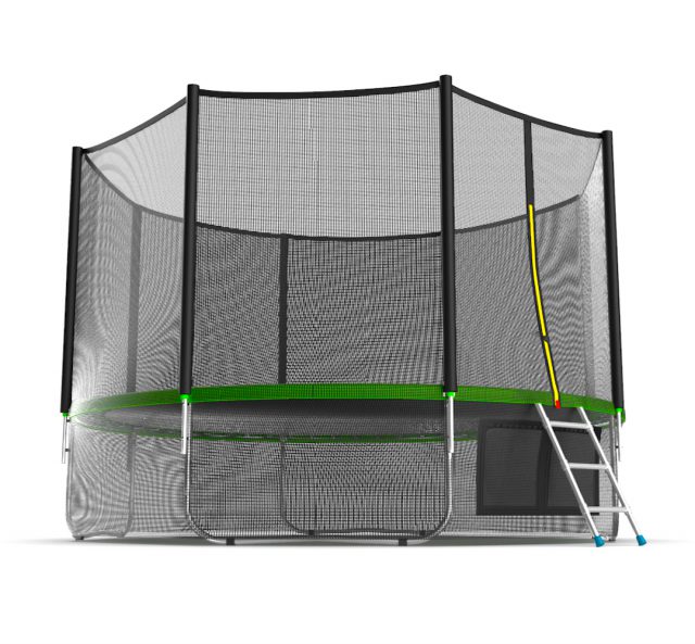 Батут EVO JUMP External 12 футов с внешней сеткой, лестницей и нижней сеткой, зеленый, 366 см