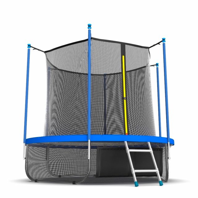 Батут с внутренней сеткой и лестницей, диаметр 10ft (синий) + нижняя сеть